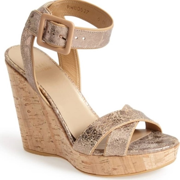 Stuart Weitzman Shoes - STUART WEITZMAN Annex Crackle Metallic Wedge , 6.5